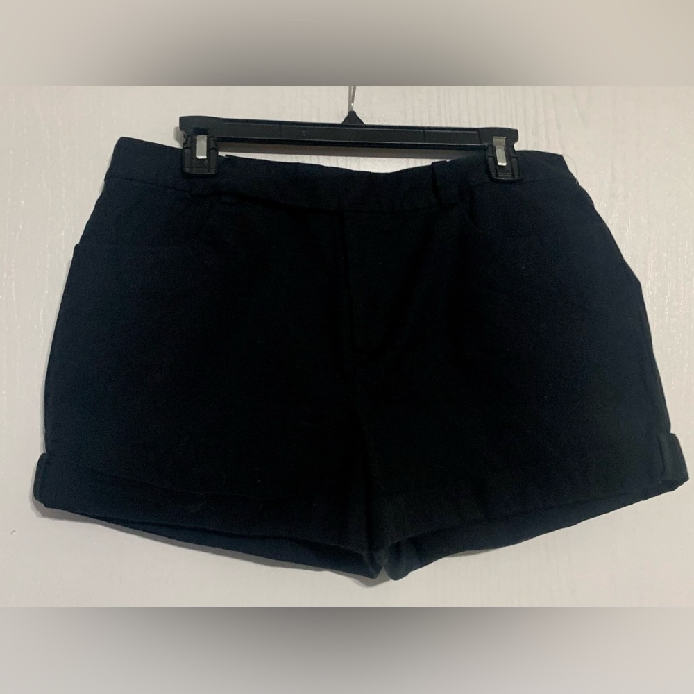 Kate Spade Women's Black Saturday Mid Rise Cuffed Cotton Blend Shorts